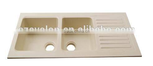 High quality hot sale black acrylic solid surface resin stone kitchen sink,solid surface double bowl kitchen sink