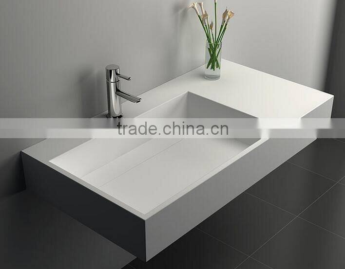 Solid Surface freestanding wash hand basin with tap , Stone Resin Wash Basin, wall hung wash basin
