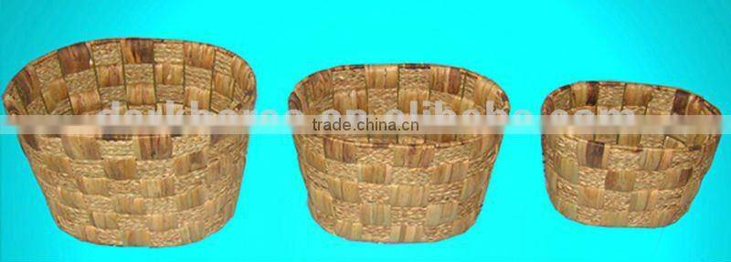 Three Pieces Water Hyacinth Home Storage Basket