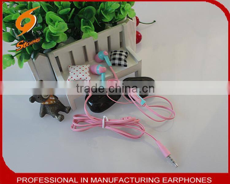 New Products Colorful Earphones With Mic,Flat Cable Earphone.