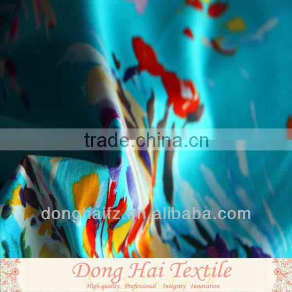 100% cotton sateen fabric with print flower