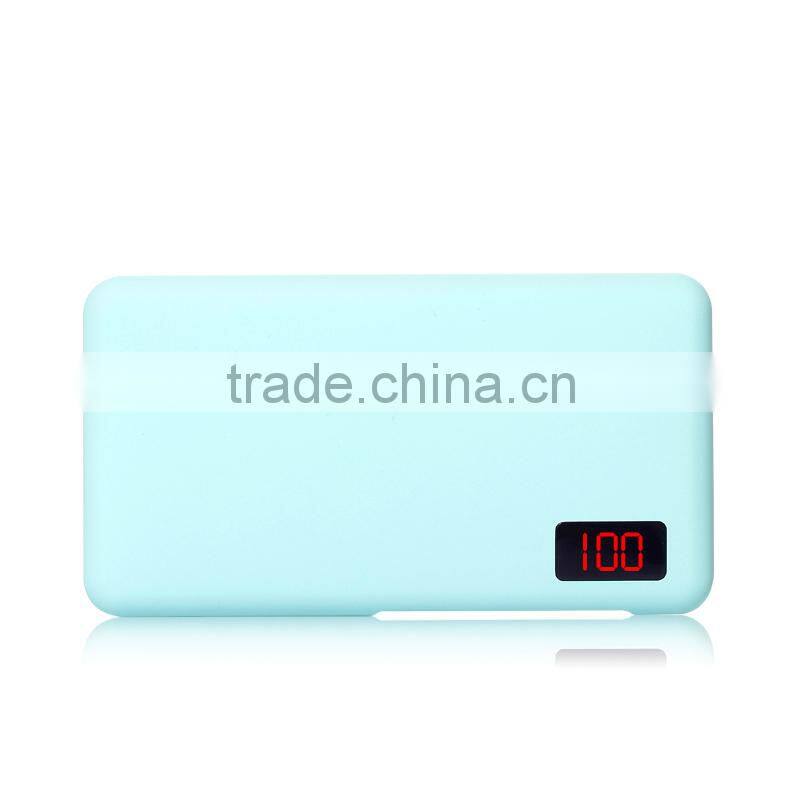 2015 High quality real capacity 10000mah slim power bank with LCD display function of travel tourism