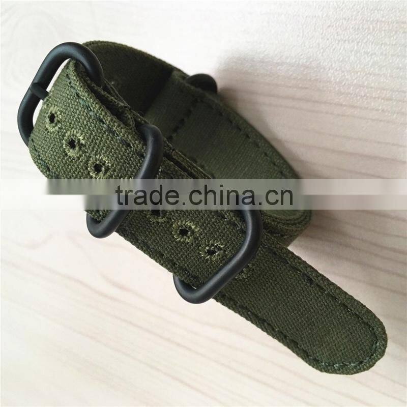 PVD Black Coating Stitched Hole Cotton Canvas Wrist Band