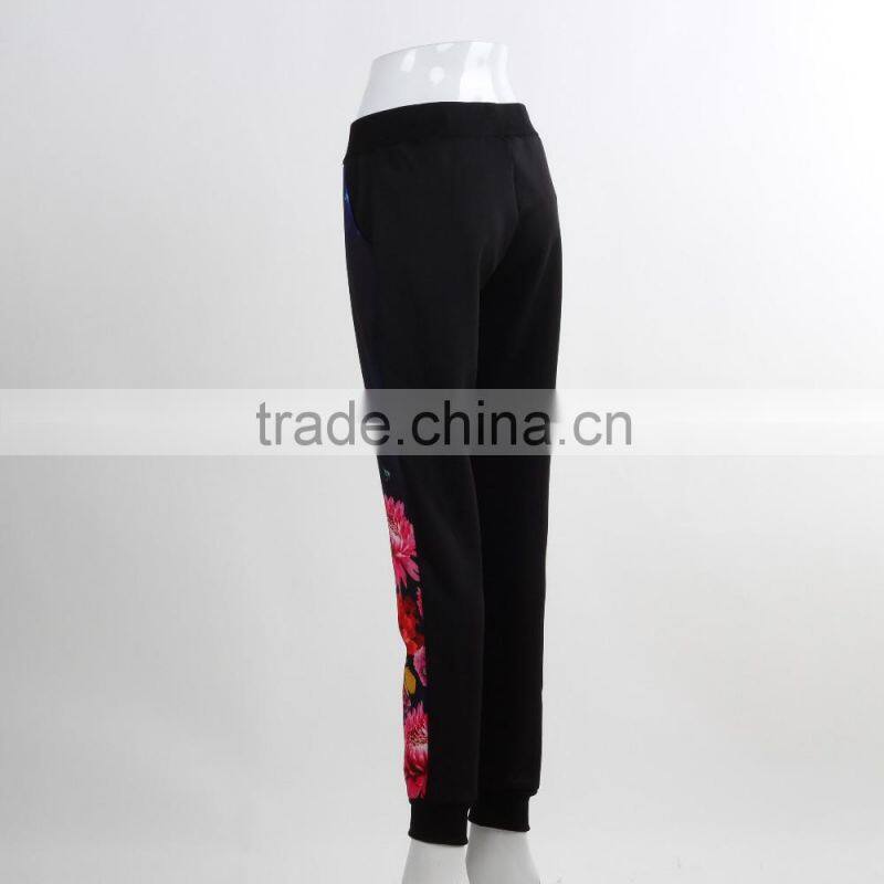 F5W30177 Women Fashion Jogger Pants Wholesale Cheap 100% Cotton Pants Printing