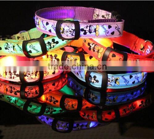 High Quality Nylon Nylon LED Flashing Dog Collar With 3 Flashing Mode 8 colour