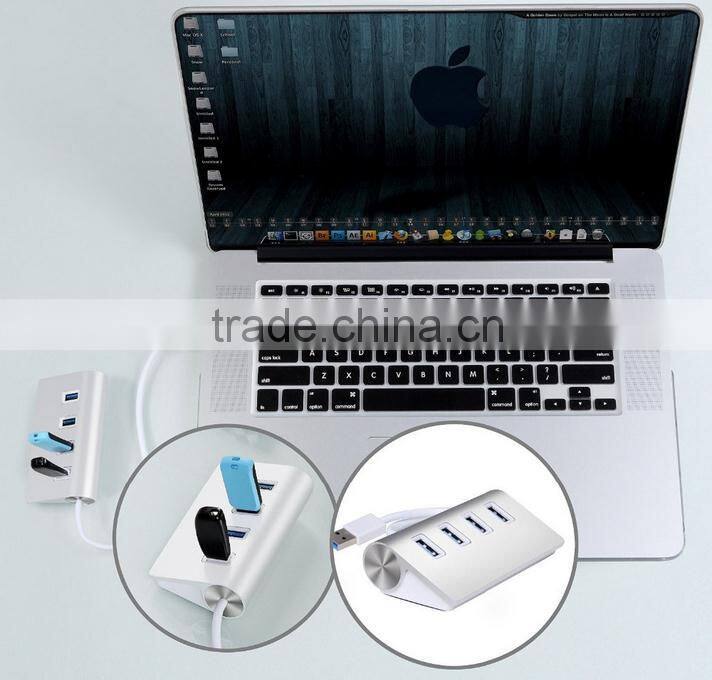 High Speed 4 Ports USB 3.0 Hub Portable Aluminum Hub New for Aple Macbook Air PC Laptop