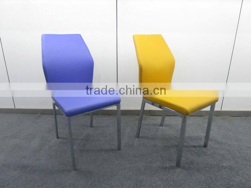 Comfortable modern design pvc seat power coating white legs dining chairs