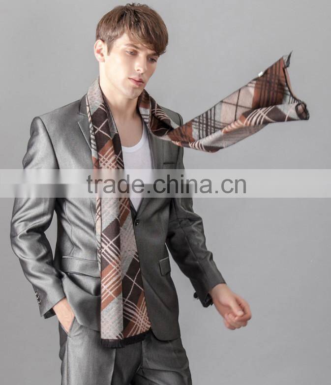 2014 New British style business typemen striped knit grid scarf