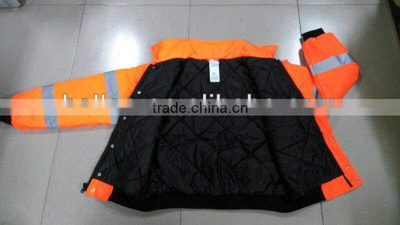 high visibility orange reflective safety bomber jacket