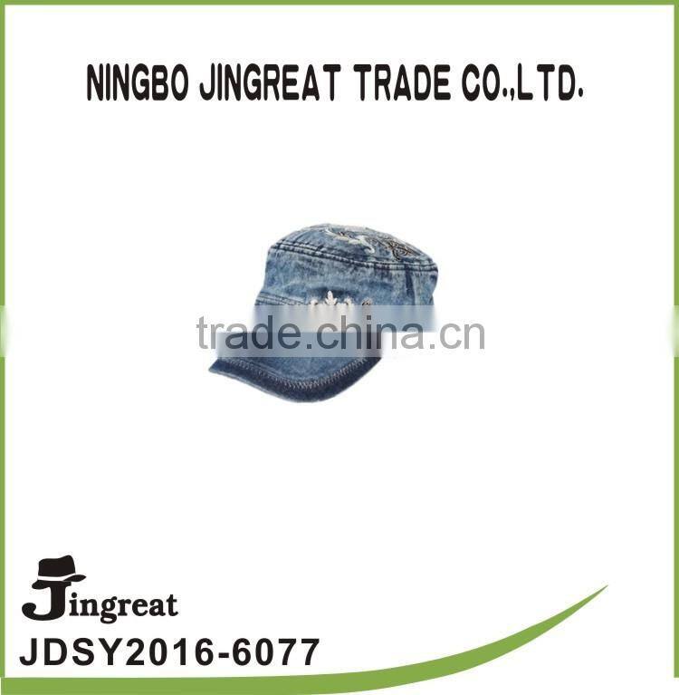 custom high quality jean worn out washed flat cap for unisex