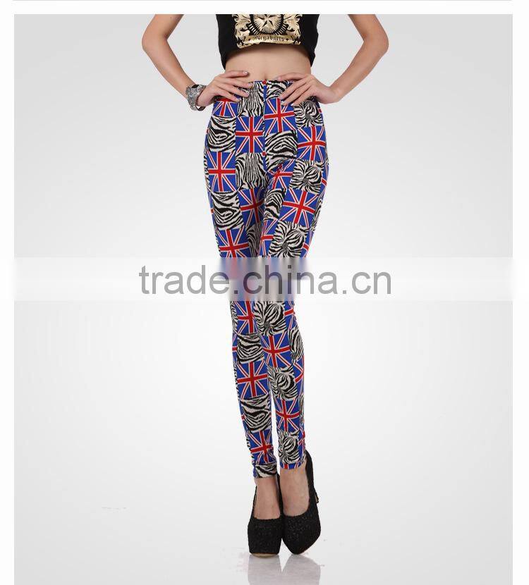 Wholesale professionally Customize New Sexy Slim Fashion High Elastic UK USA Flag Print Tight Leggings Pants