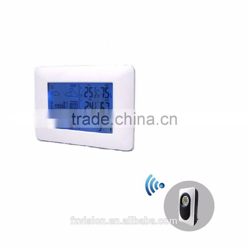 Digital weather station table clock with 2 Remote Sensors/Wireless weather station clock