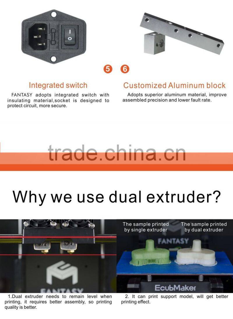 230x150x150mm Printing Size FANTASY Desktop 3D Printer Kit Machine Price FDM Dual Extruder Works with ABS and PLA