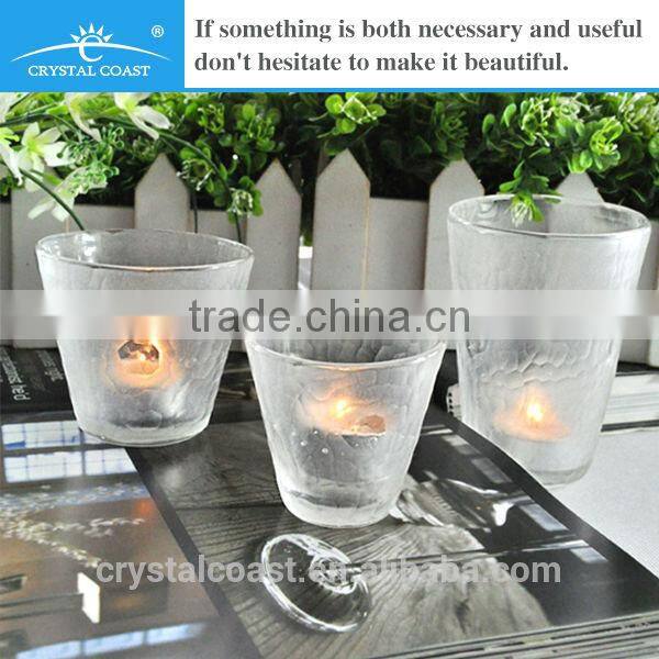 factory sale clear glass drawing of tealight/candle and glass candle holder