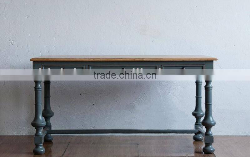 Spanish style wooden rectangular living room console table with antique finishing workmanship