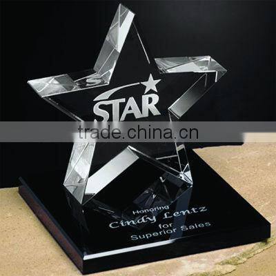 2016 elegant crystal glass star trophy