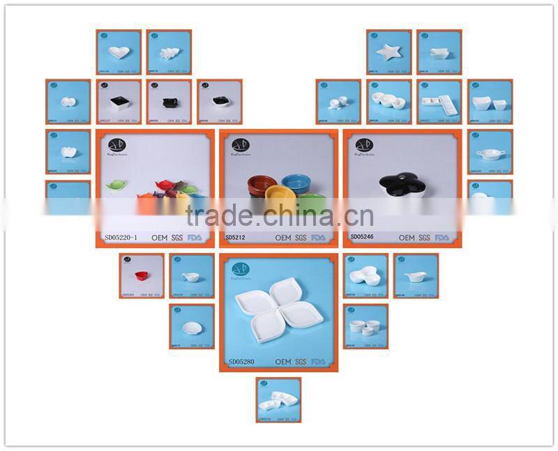 Tapas Dishes 3 pcs ceramic sauce dish snack dish,small color dish,snack set,factory cruet wholesale