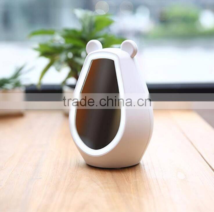 Simple Fashion Multi-functional Cute Bear Desk Clock With Mirror/LED Back Light/Bluetooth Speaker/Temperature Digital Clock