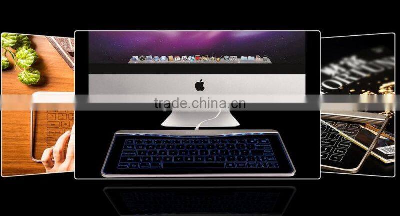 Newest Fashion Glass Touch LED Backlit Universal Wired Keyboard Transparent Glass LED Touch Keyboard