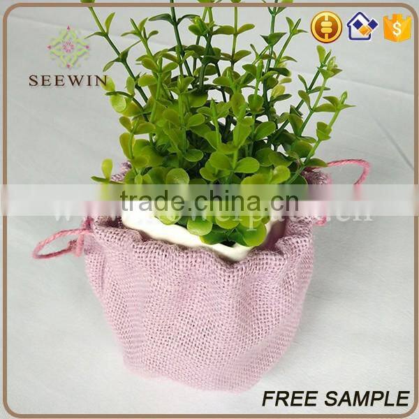 decorative colorful plastic jute flower bag garden flower pot