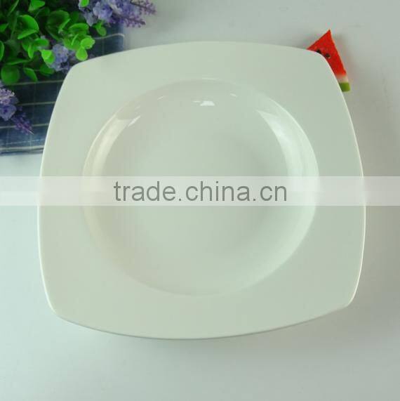 Stock hot selling cheap porcelain square soup plate , cheap ceramics dinner plate