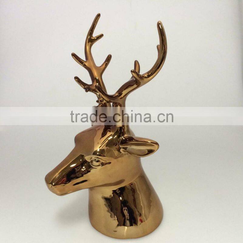 Factory Directly Gold plating Ceramic Deer Head for sales
