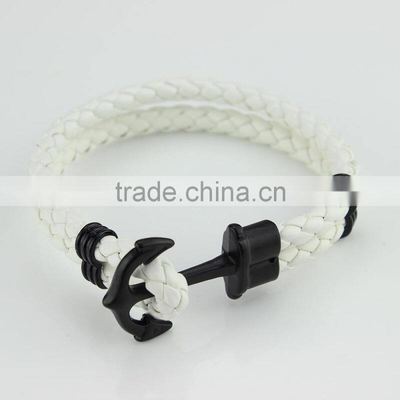 Hot Sale Mens PU Leather Bracelet Handmade Anchor Bracelet