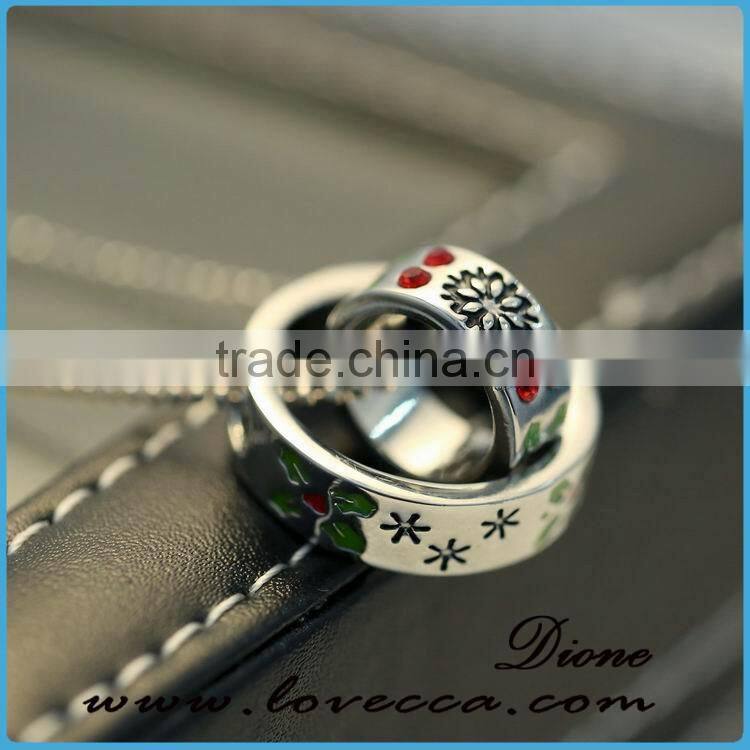 Merry Christmas jewelry gift snowflake Christmas double ring necklace ,Christmas tree neckalce