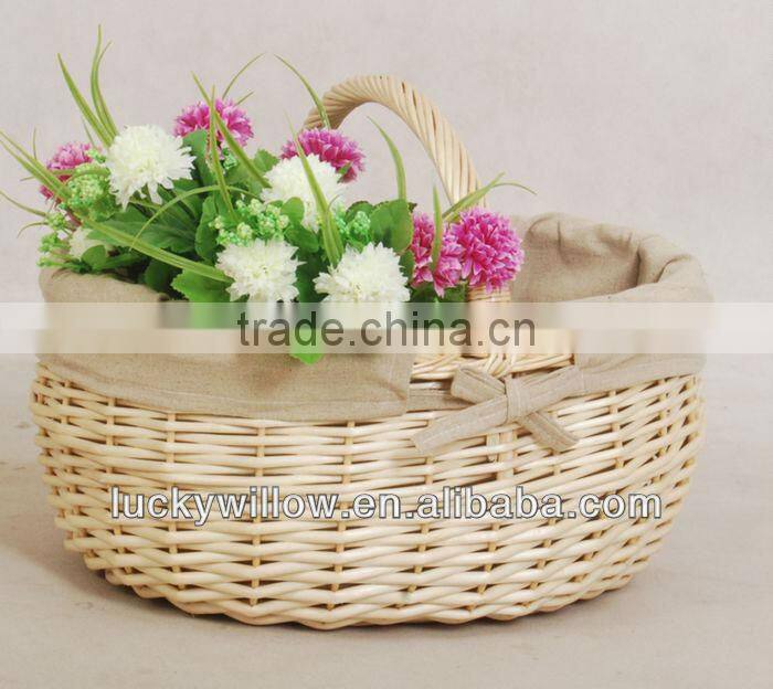 pure manual rect wicker basket with fabric