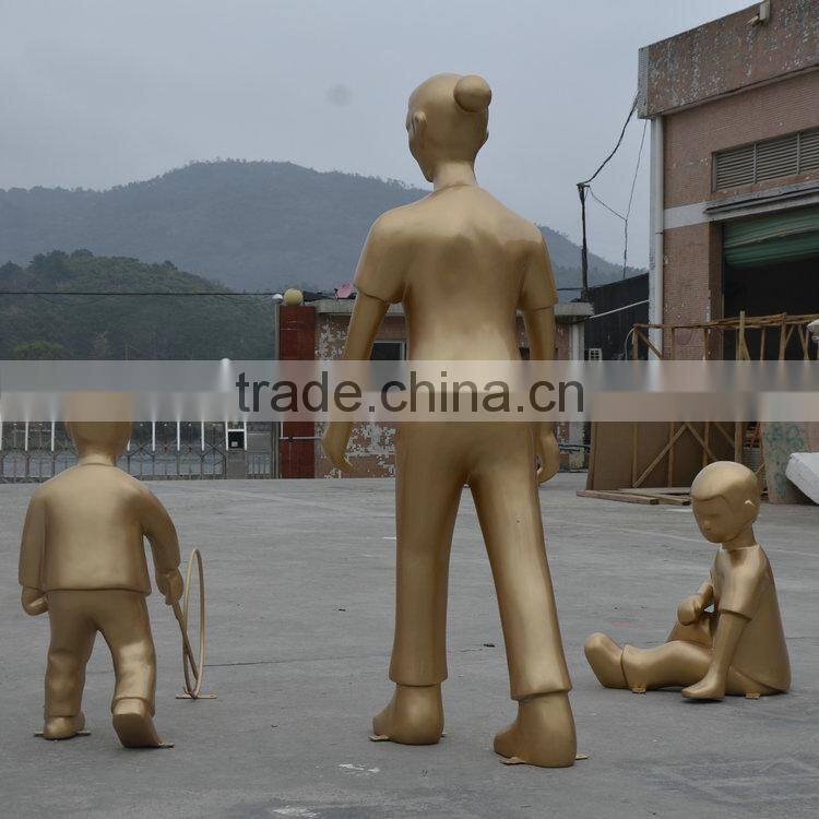Fiberglass children play sculpture statue