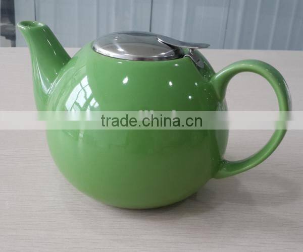 BTHJC-5 Ceramic green teapot with S/S lid and fliter