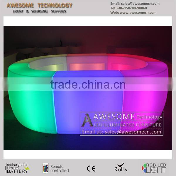 led lighted outdoor plastic sectional bar counter / outdoor bar table suite