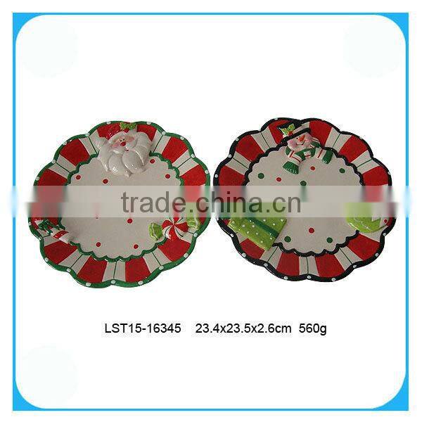 Hand painted ceramic christmas plate