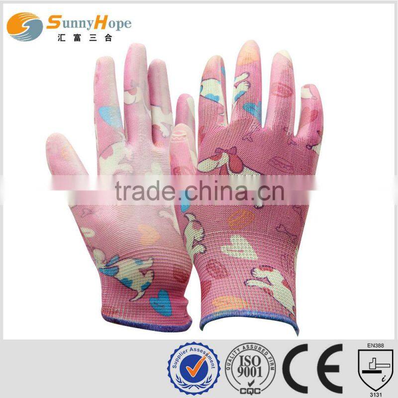 13 gauge Pattern palm dipped pu coating gloves