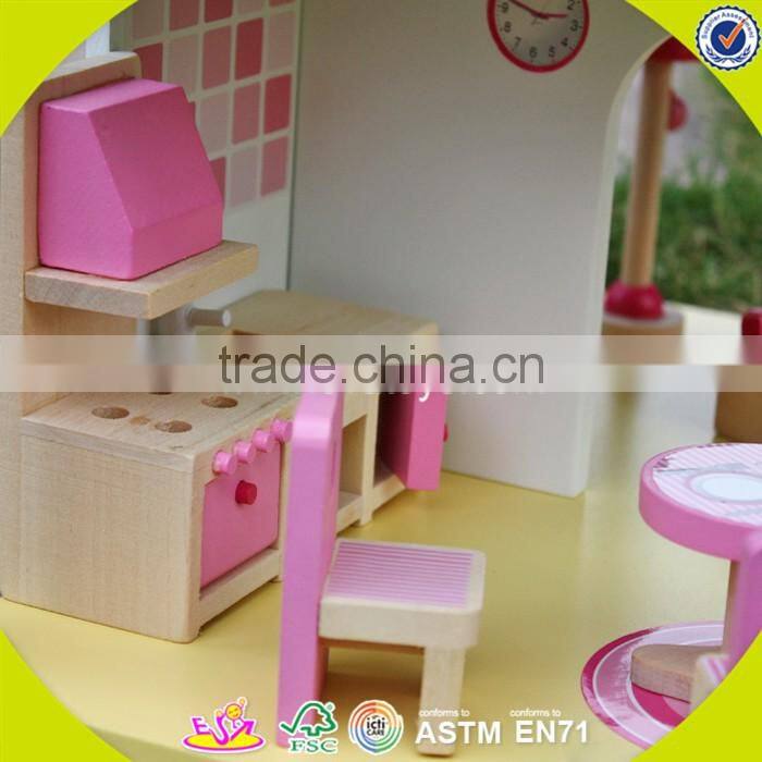 Wholesale 2 floors girls wooden dollhouse kits best design children wooden dollhouse kits W06A165-S