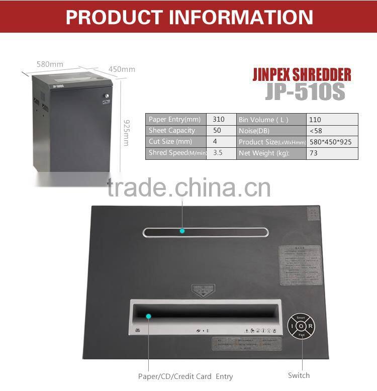 Supper high capacity 50sheet strip cut paper shredder GS 310MM
