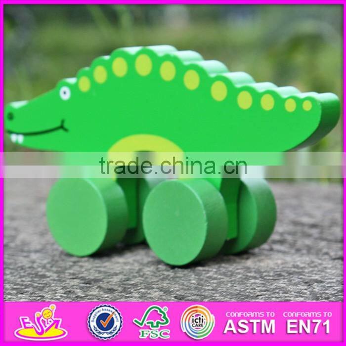 2017 New products kids animal toy wooden crocodile car toy W04A318