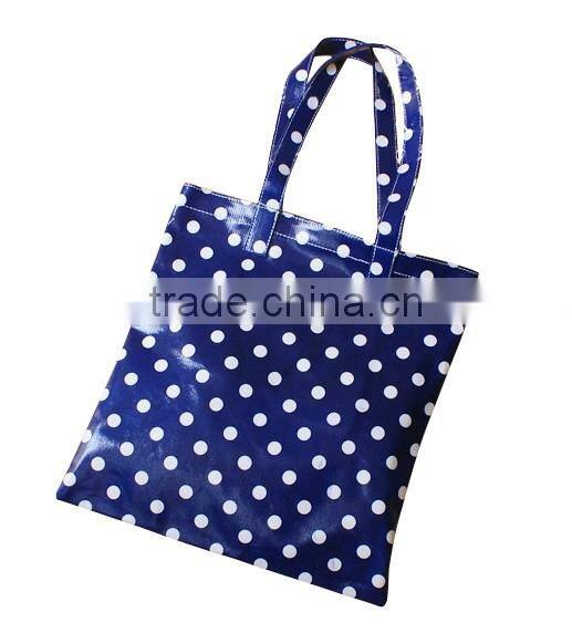 Women's PVC Coated Cotton Polka Dot Shopping bag(Z-PC-001)
