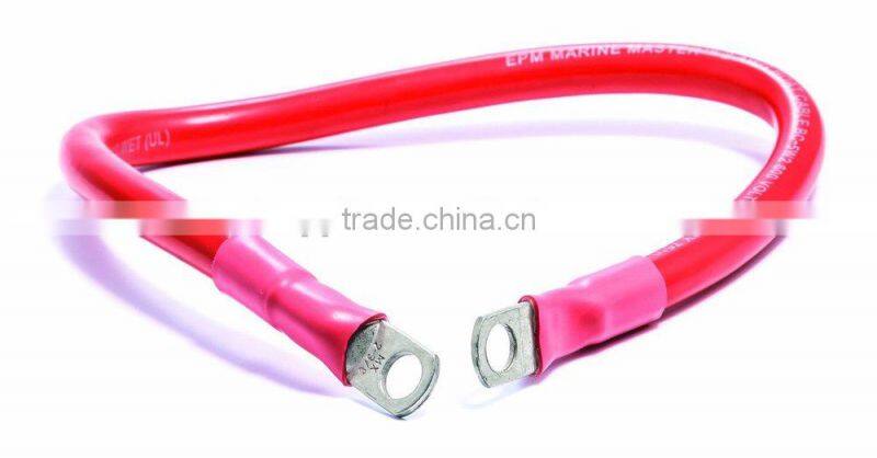 S80081 Red 3/8" Stud 18" Long 2Gauge Marine Battery Cable and Tinned Lug Assembly