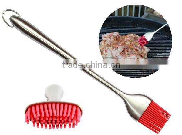 Amazon hot sale 12inch long Stainless steel handle silicone basting brush