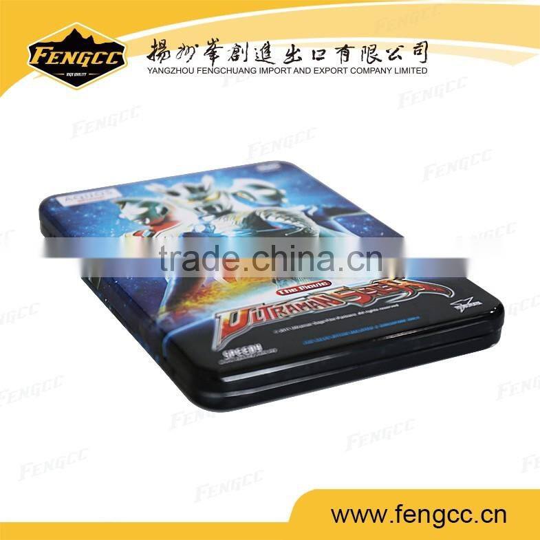 Flat square tin box in 4c cmyk print for promotion gift