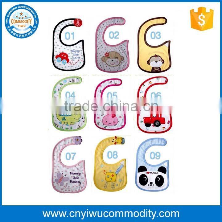 New embroidery cute baby bibs animals cotton baby bandana bibs