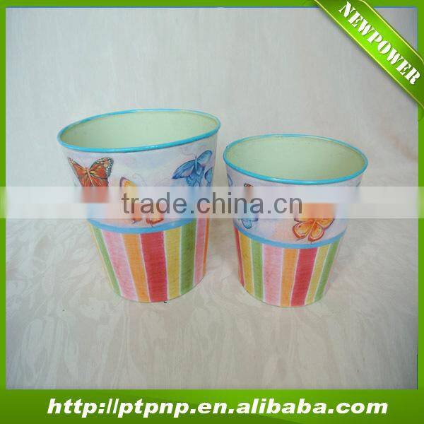 Colourful Butterfly design Metal Flower Pot for Garden