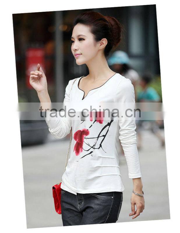 Ladies t-shirt print design,women fashion long t shirt