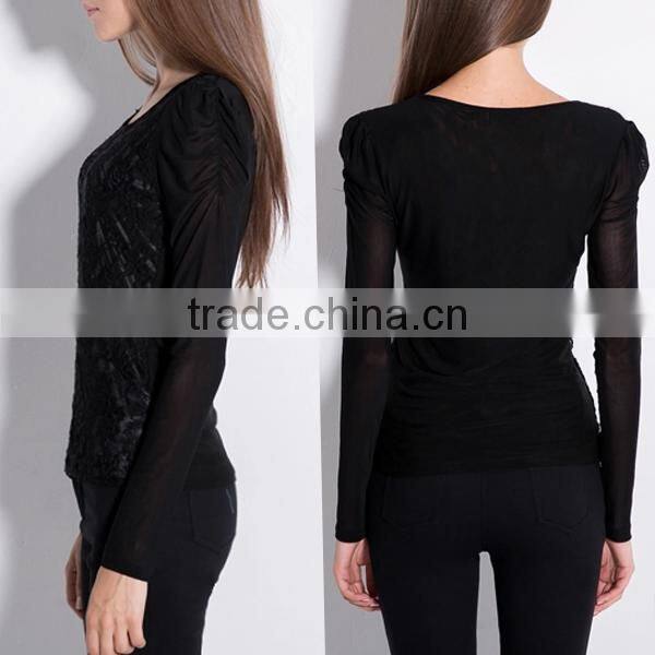 Women's fashion clothing autumn wear long sleeve black fancy designer western tops images