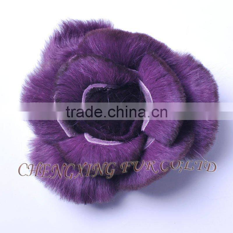 CX-A-39 Rex Rabbit Fur Hand-made Flower Brooches Pin