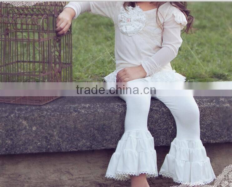 double ruffle baby girls cotton pants kids lace leggings plain ruffle pants