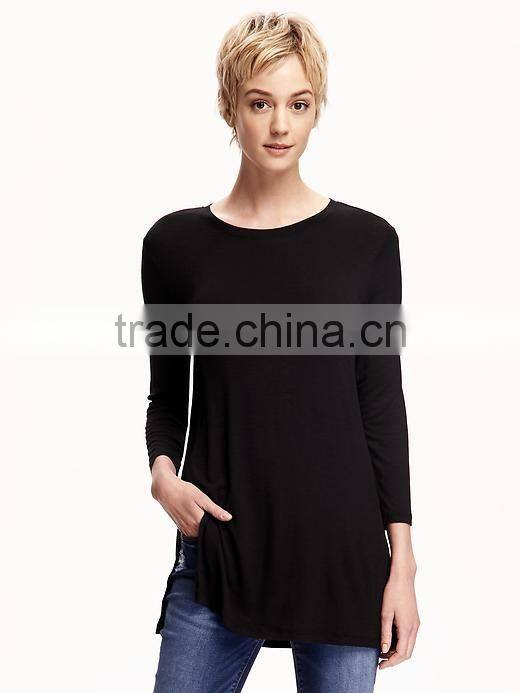 Fashion Relaxed Long and Lean Tunic Oversize Jersey Tee for Women