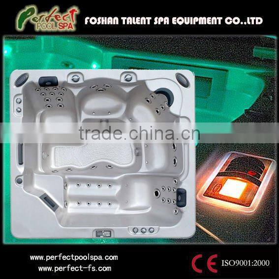 Family joyful outdoor spa/ whirlpool/hot tub with theraphy center