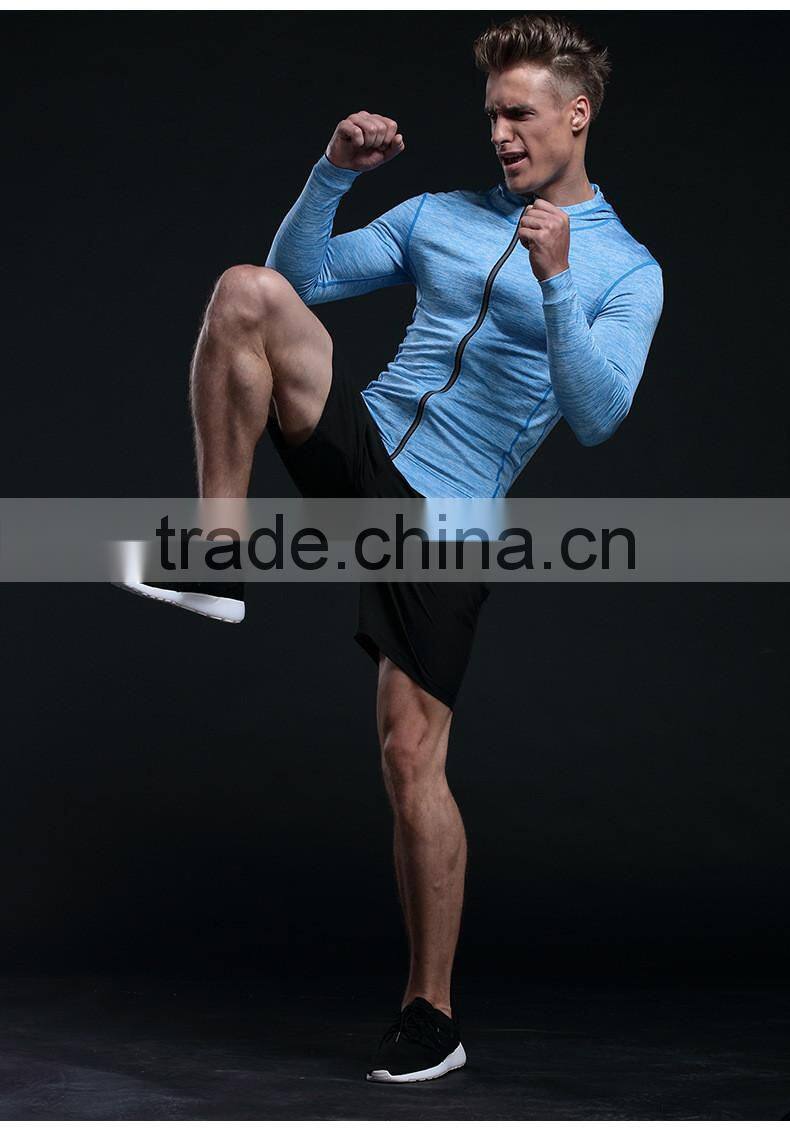 Hot Sale Half Zip Men Dry Fit Long Sleeve Polyester Spandex Shirt